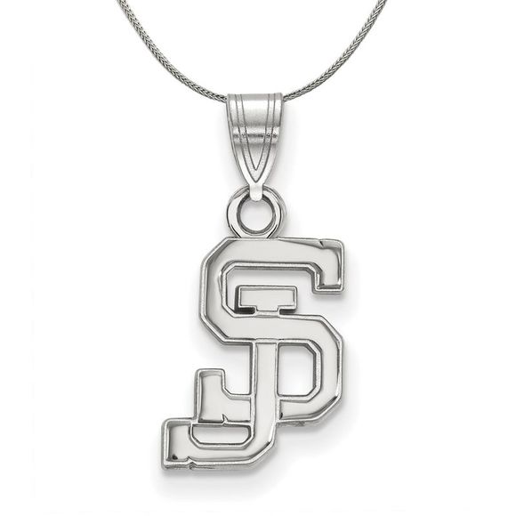 Sterling Silver San Jose State Small Pendant Necklace - 20 Inch - Picture 1 of 7